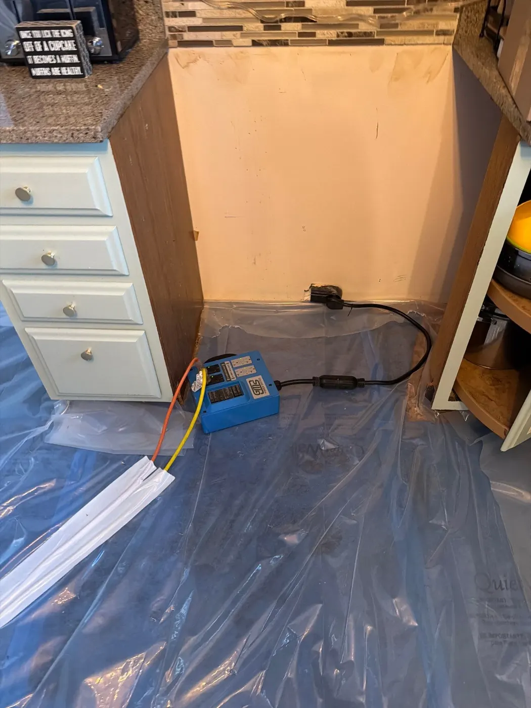 Moisture meter reading on drywall in Greenwood Park water loss